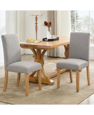 Dining Chairs Set of 4, Modern Fabric Upholstered Ergonomic Chairs with Curved Backrest, Heavy-Duty Wood Legs for Dining Room Kitchen Home