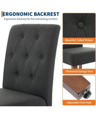 Upholstered Dining Chairs Set of 2 Modern Fabric Kitchen Side Chairs with Sturdy Wood Legs Parsons Design Comfortable Soft Linen