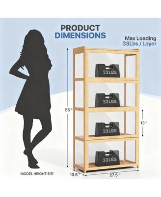 Bamboo 4-Tier Space-Efficient, Dust-Resistant, Easy Assembly Curio Cabinet for Collectibles