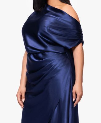 Plus Size Asymmetrical Neck Ball Gown