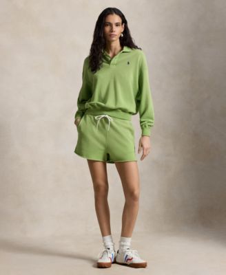 Women's Lightweight Fleece Long-Sleeve Polo Sweatshirt