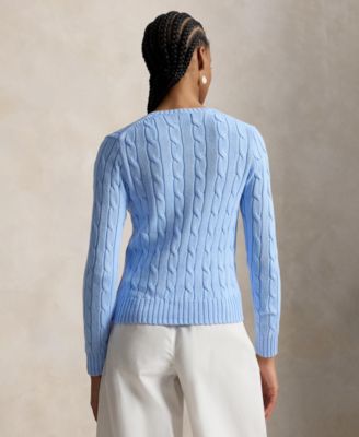 Women's Cable-Knit Cotton V-Neck Sweater