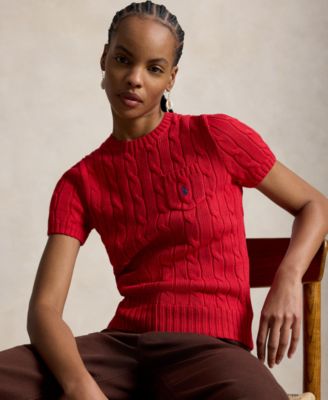 Women's Cable-Knit Short-Sleeve Sweater