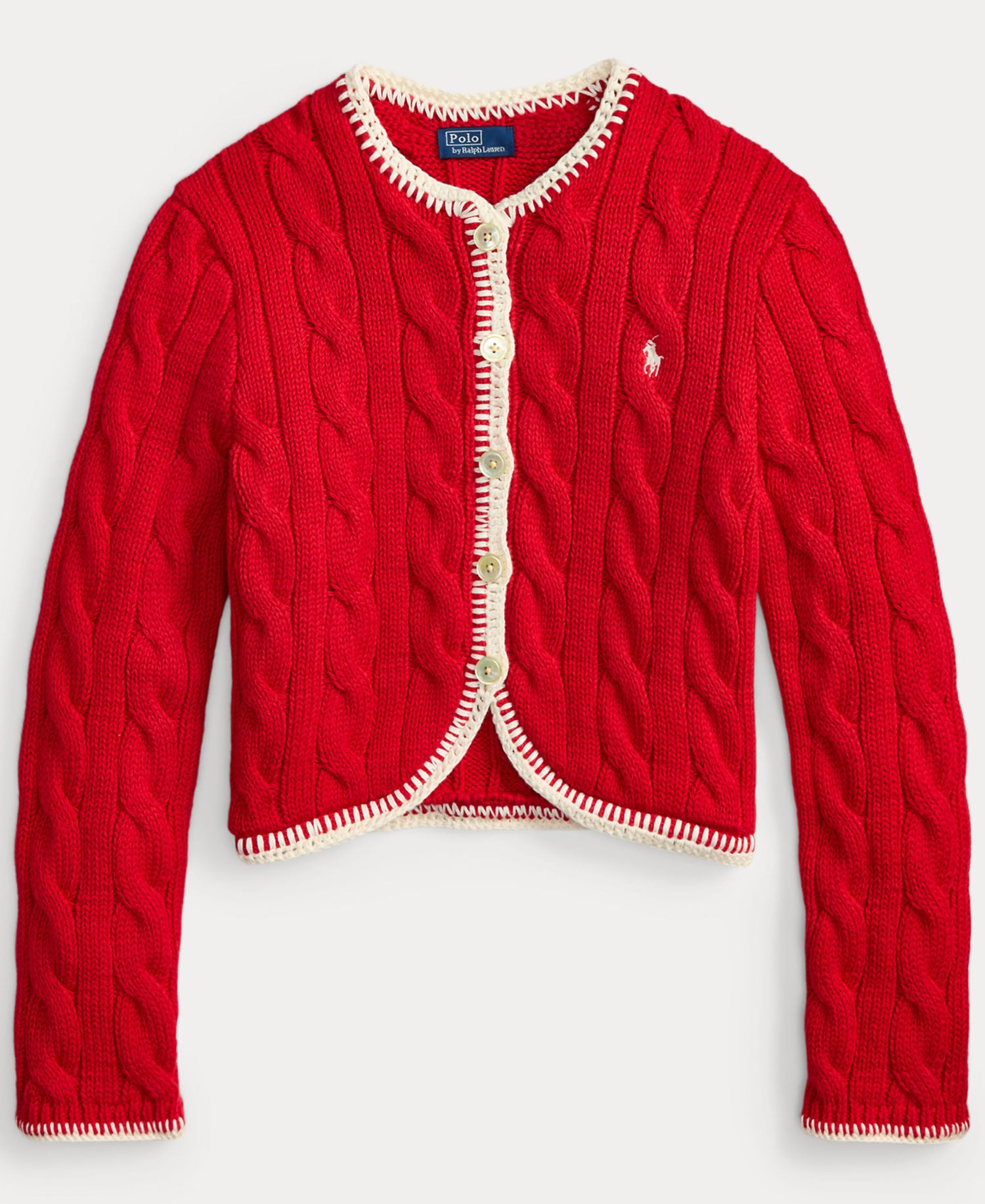 Women's Crewneck Buttoned Placket Cropped Cardigan