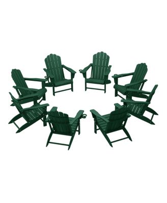 Set of 8 Outdoor Patio HDPE Adirondack Chairs with Cup Holders