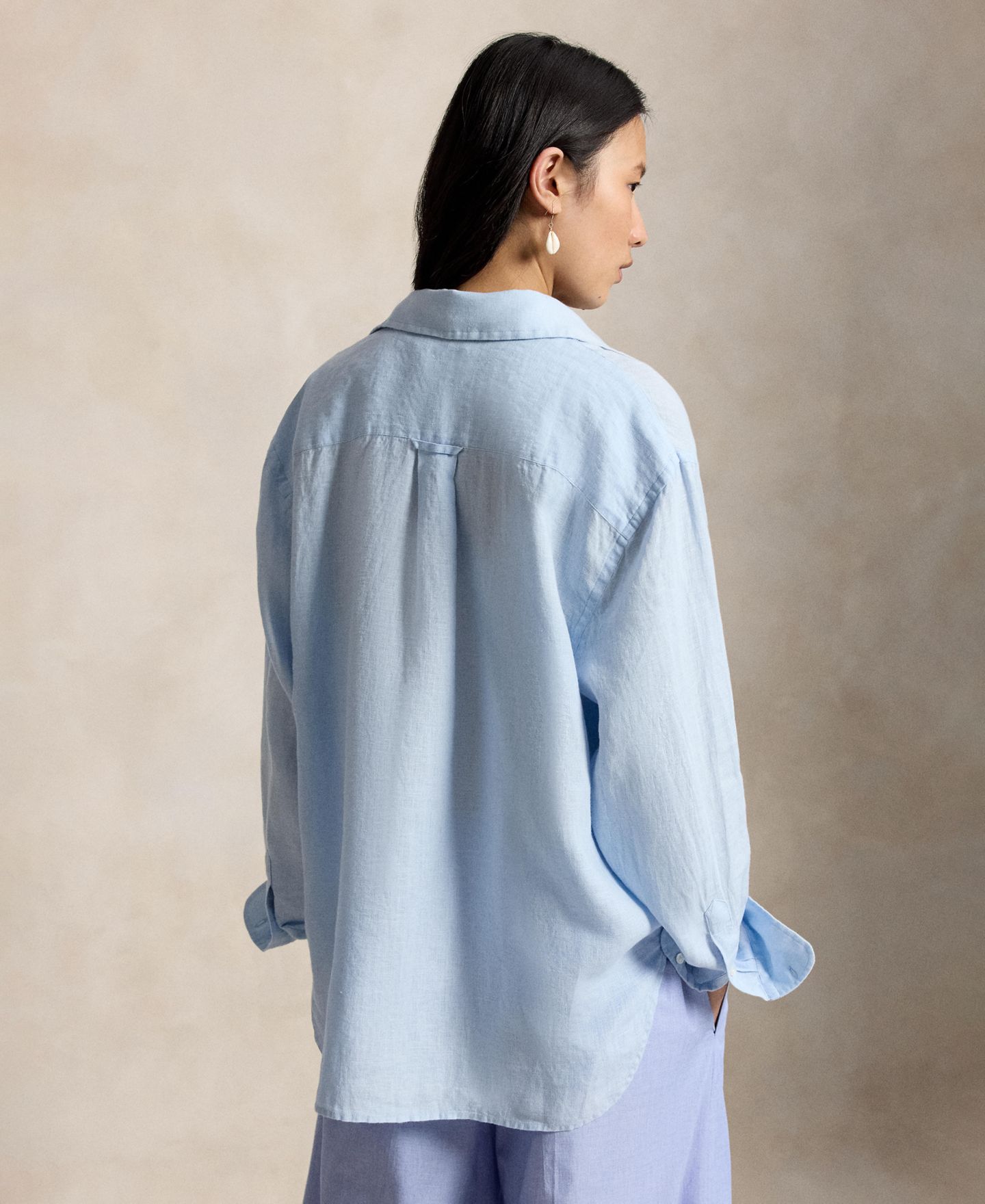 Женская рубашка Polo Ralph Lauren Point Collar Long-Sleeve Linen, цвет: Cold Springs — фото 6