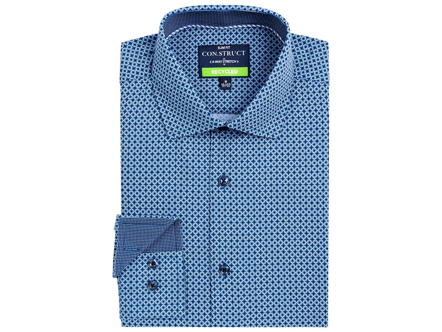 Мужская рубашка ConStruct Performance Stretch Tile Print Dress Shirt, цвет: Тёмно-синий / Белый — фото 6