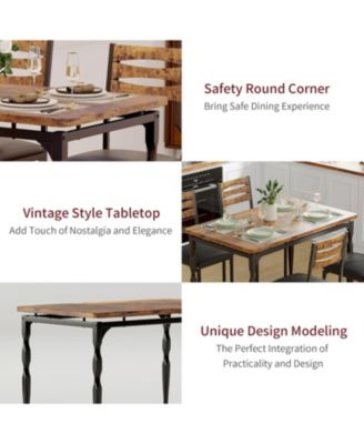 5 Piece Dining Table Set Industrial Style Dining Table and Chairs Set for 4 Kitchen Table Set for Dining Room Kitchen Apartment