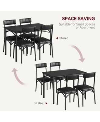 Kitchen Table and Chairs for 4 Rectangular Dining Set with Upholstered Chairs Perfect for Small Spaces