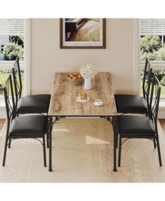 Dining Table Set for 4 Kitchen Table Set with Upholstered Bench Dining Room Table Set for 4-6 with Cozy Cushion 3 Piece Dining Table Set