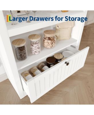 71" Tall Arched Storage Cabinet with Drawer, 6-Tier Freestanding Arch Pantry Cabinet with Adjustable Shelves