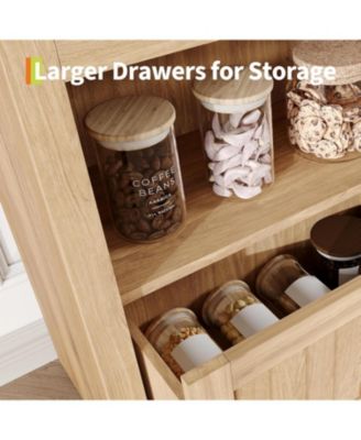 71" Tall Arched Storage Cabinet with Drawer, 6-Tier Freestanding Arch Pantry Cabinet with Adjustable Shelves