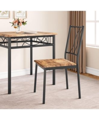 Dining Table Set for 2 Kitchen Table and Chairs for 2 Square Dining Room Table Set with 2 Metal and Wood Chairs Kitchen Table Set for Apartment