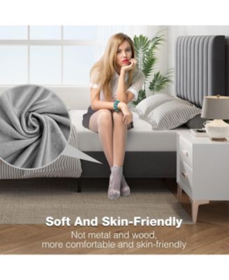 Size Fabric Upholstered Headboard Bed Frame, Adjustable Headboard and Wooden Slats Support with Under Space, Fully Upholstered Mattress