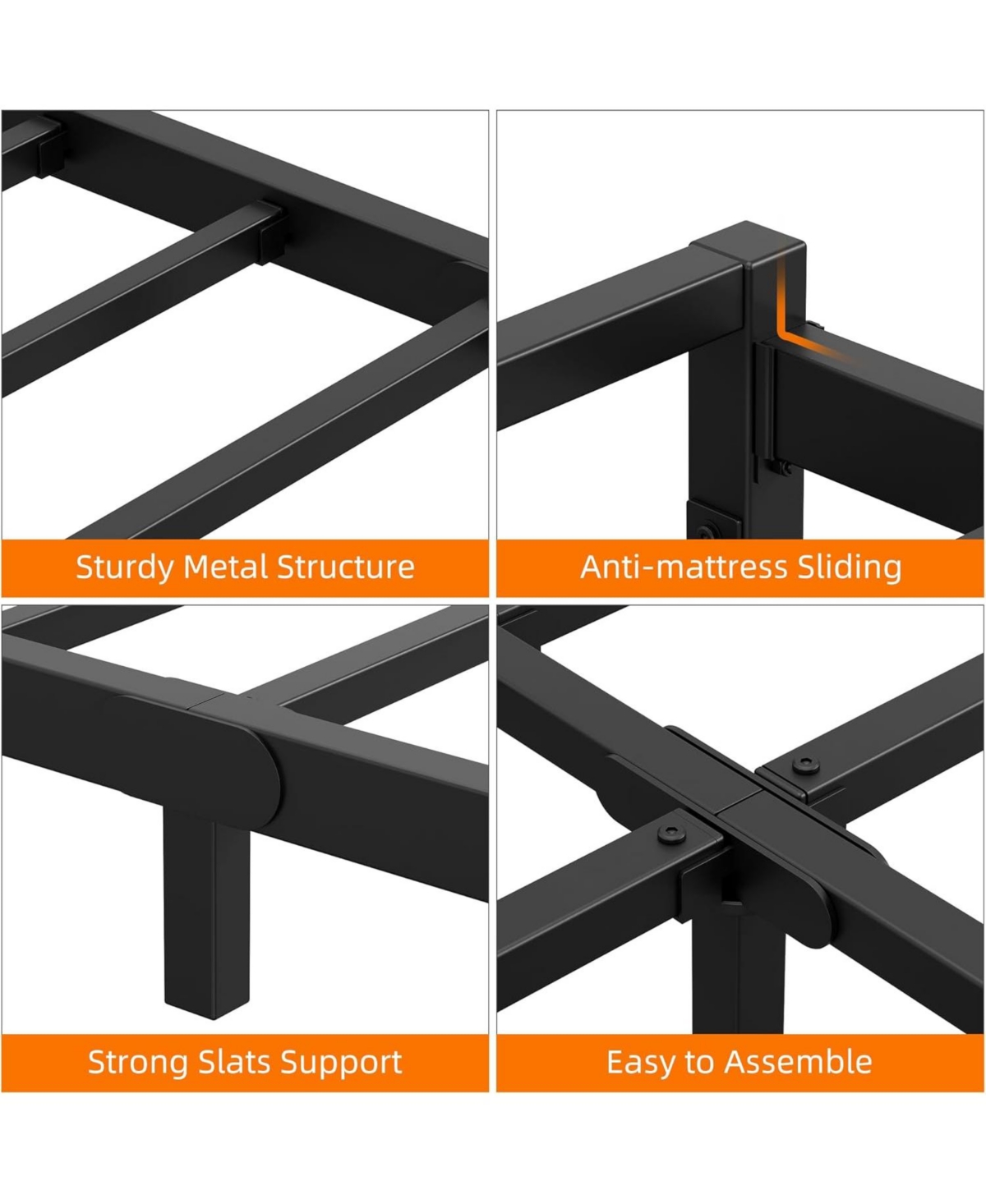 gaomon Bed Frame,Metal Platform Bed Frame with Steel Slats Support,6 Inch Tall,Mattress Foundation,Easy Assembly,No Box Spring