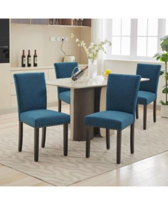 Upholstered Parsons Chairs Set of 2, Modern Nailhead Trim Fabric Dining Accent Chairs