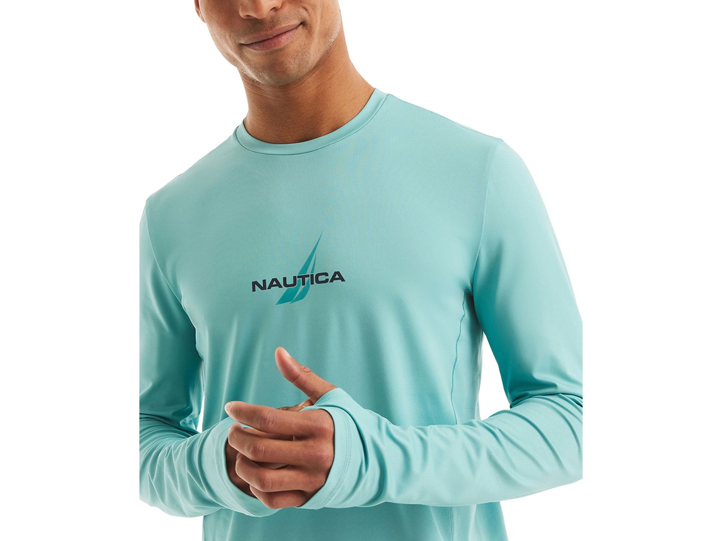 Рашгард для мужчин, длинный рукав — Nautica, цвет: Аквамариновый — фото 3