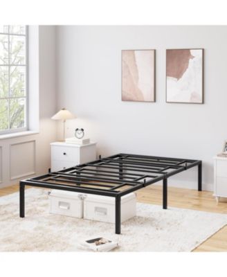 16 Inch Twin Metal Bed Frame, Heavy Duty Platform Bed with Storage Space, Steel Support, No Box Spring Needed, Noise Free Design
