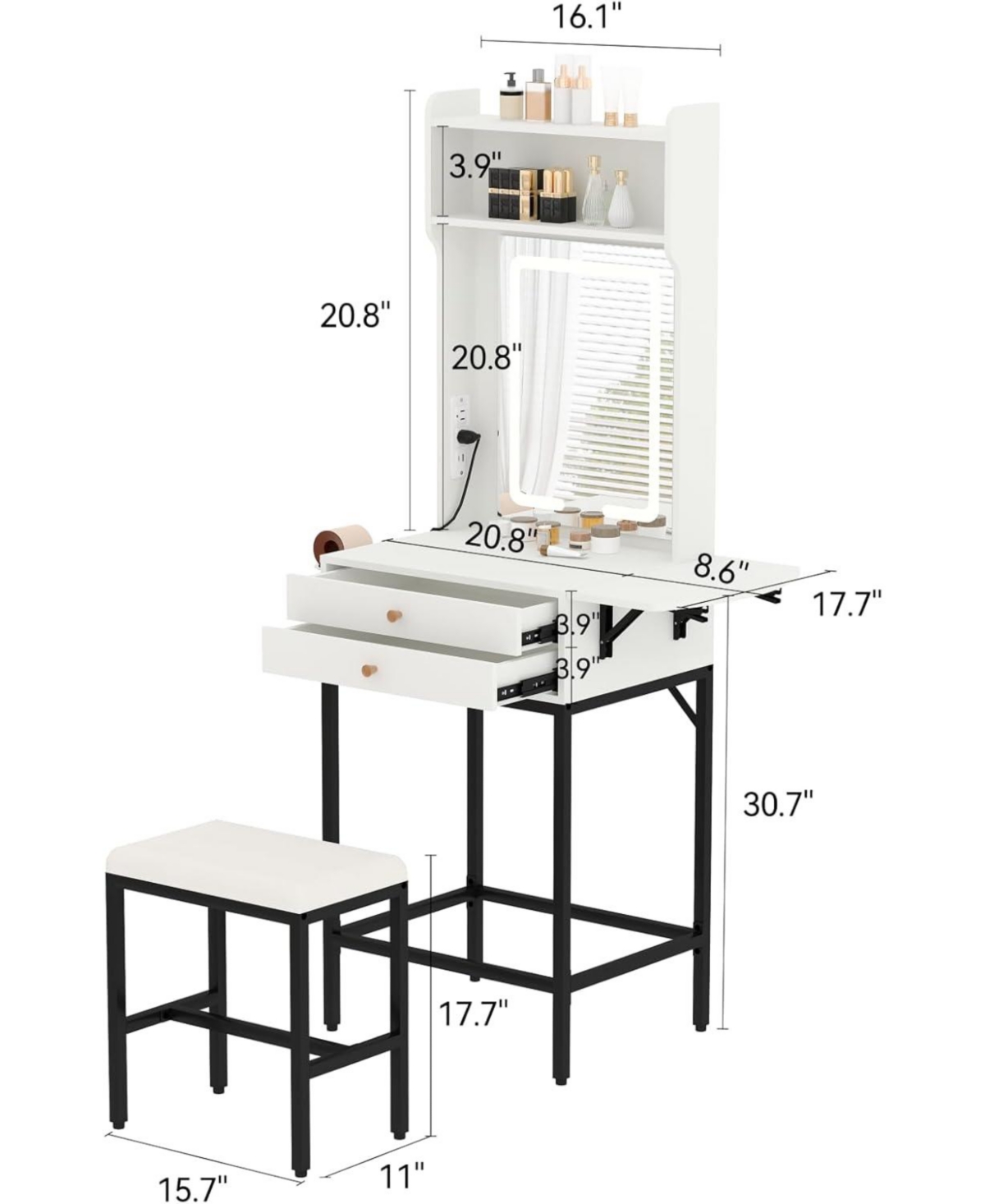 gaomon Small Makeup Vanity Desk Set with Mirror - Mini Makeup Vanity