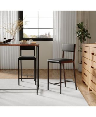 Dining Chairs Set of 2 Upholstered PU Dining Chairs Curved Backrest Modern Dining Room Chairs Kitchen Chairs with 26IN Metal Legs and Sturdy