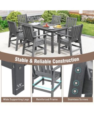 7 Pieces Patio Dining Set Outdoor HDPE Weather Resistant Table & Chairs Set