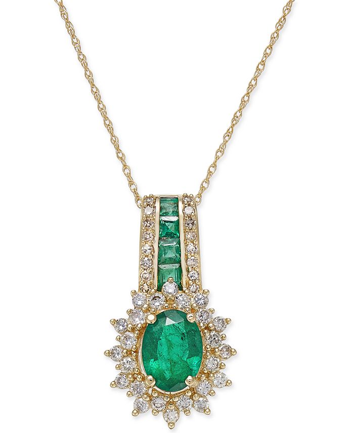 Macy's Emerald (11/3 ct. t.w.) and Diamond (1/2 ct. t.w.) Pendant