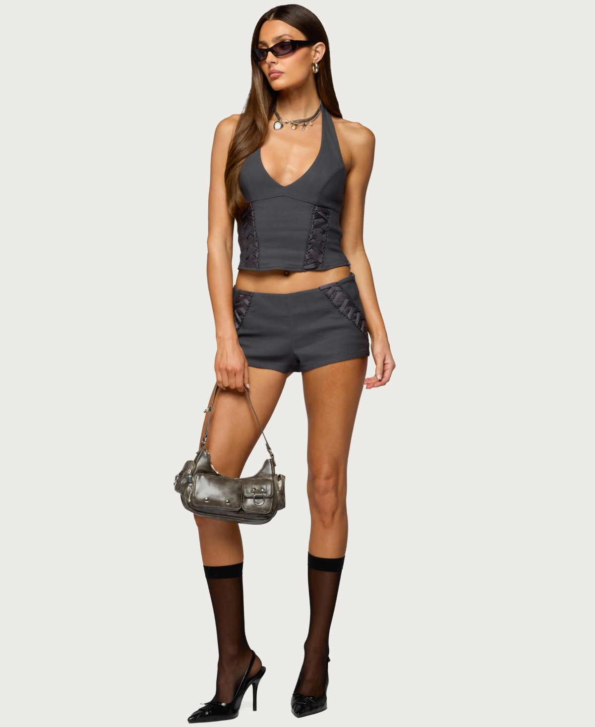 Edikted Women's Lirah Laced Up Halter Top