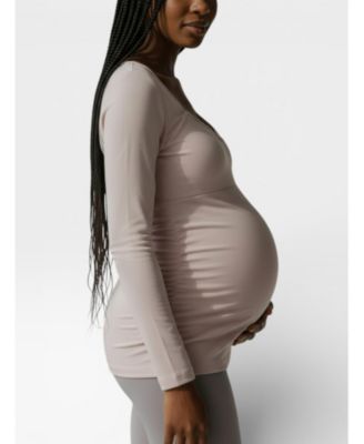 Maternity Motherhood Sweetheart Side-Ruched Long Sleeve Tee - Motherhood