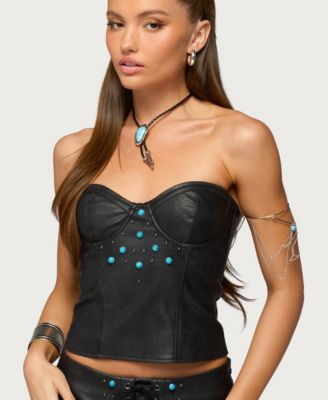 Women's Jessica Cupped Faux Leather Strapless Top