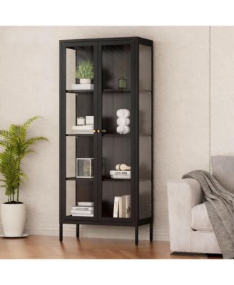 Tempered Glass Sturdy Steel Frame 3-Side Display Cabinet