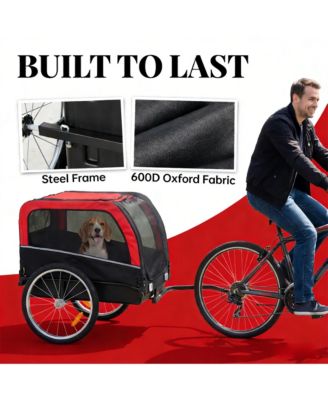 Pet Bike Trailer Carrier for Dogs & Small Animals, Collapsible Pet Stroller Bicycle Attachment