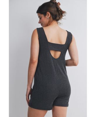 Maternity Ribbed Sleeveless Crewneck Romper
