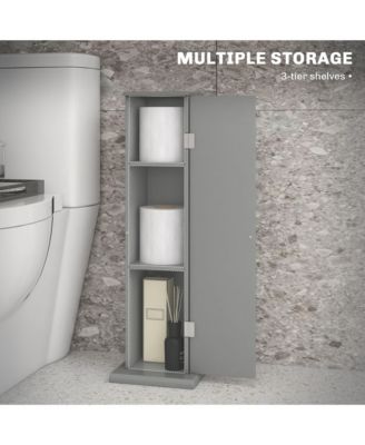 Bathroom Toilet Paper Cabinet with Doors and Shelves,