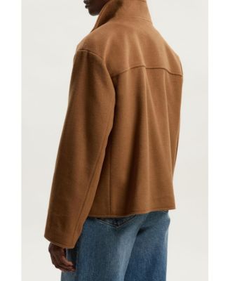 Women's Brushed Wool Funnel Neck Short Coat