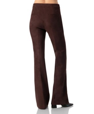 Women's Flared Faux-Suede Trousers with Simulated Back Pockets