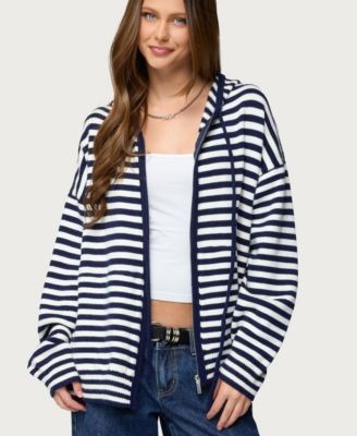 Women's Safari Striped Knit Zip Up Hoodie