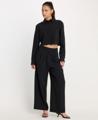 Women's High-Rise Cropped Wide-Leg Trousers