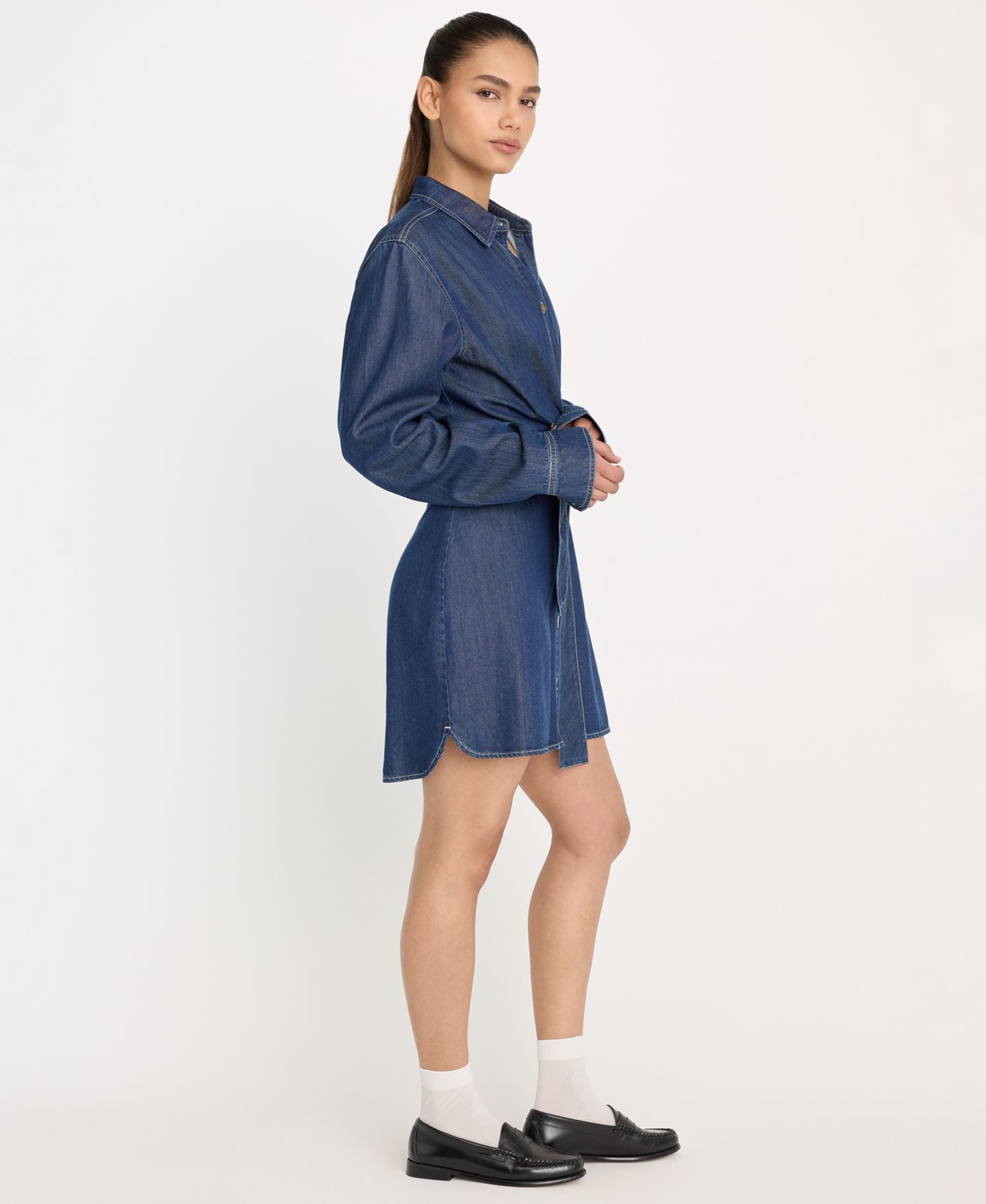Женское платье Good American Denim Wrap Shirt Dress, Regular & Plus Size, цвет: Индиго — фото 3