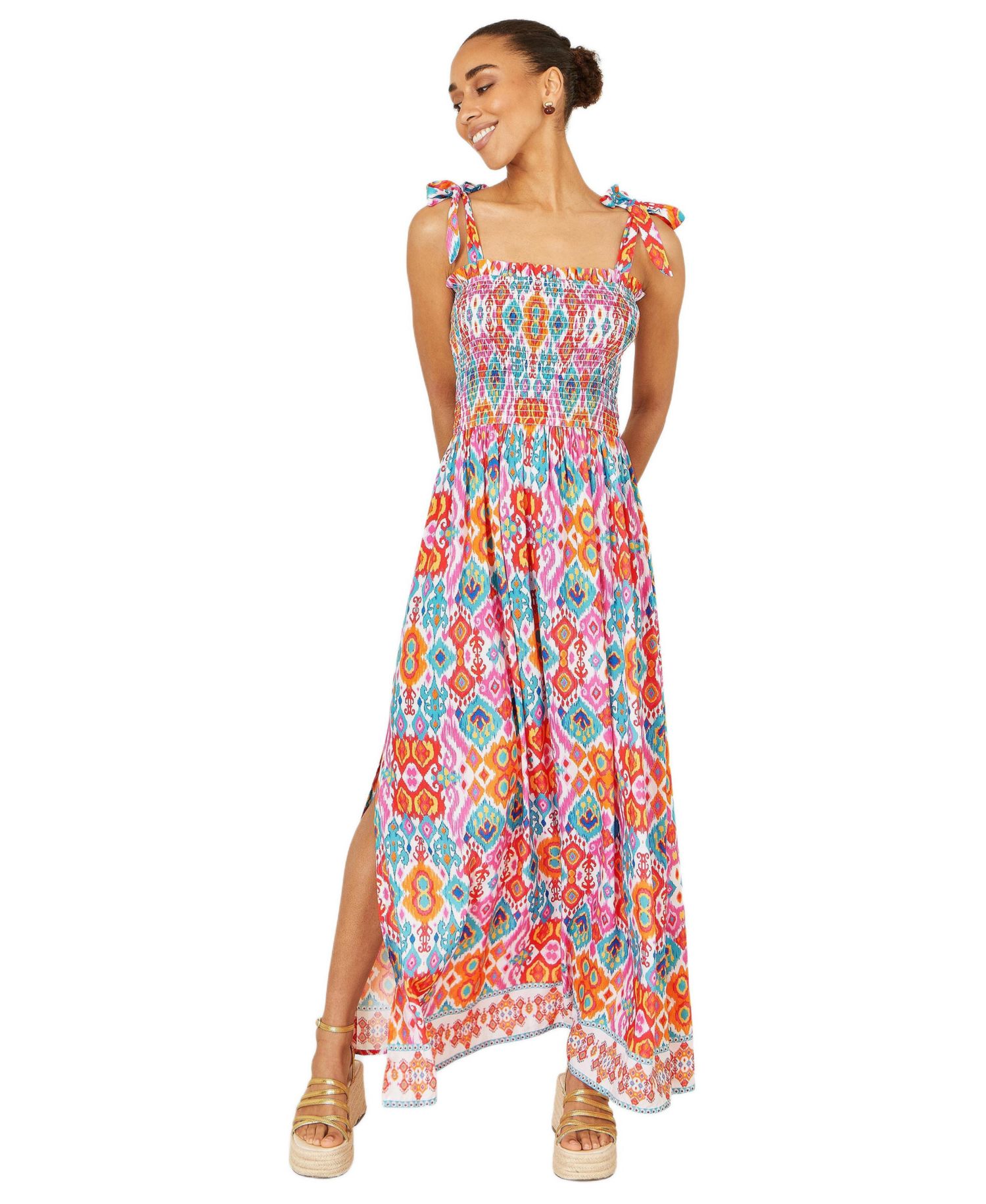 Women's Ikat Print Maxi Sun Dress
