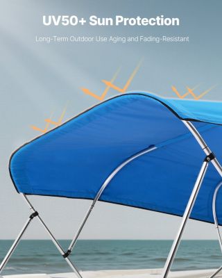 4 Bow Boat Bimini Top, 600D Polyester Waterproof Sun Protection Canopy with Storage Bag