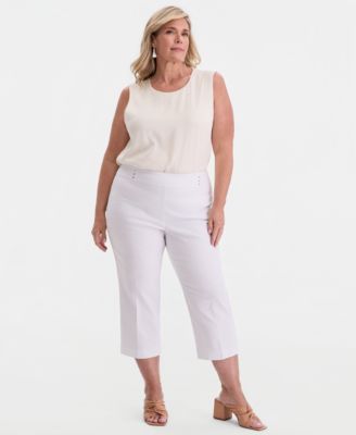 Plus & Petite Plus Size Tummy Control Pull-On Slim-Leg Pants