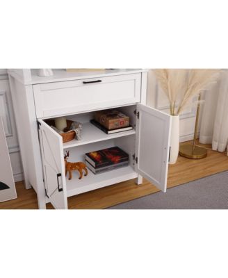 72" Tall Farmhouse Bookshelf with Barn Doors – Freestanding Bookcase with Storage Cabinet, Adjustable Shelves, Wood Display Shelves for Bedroom