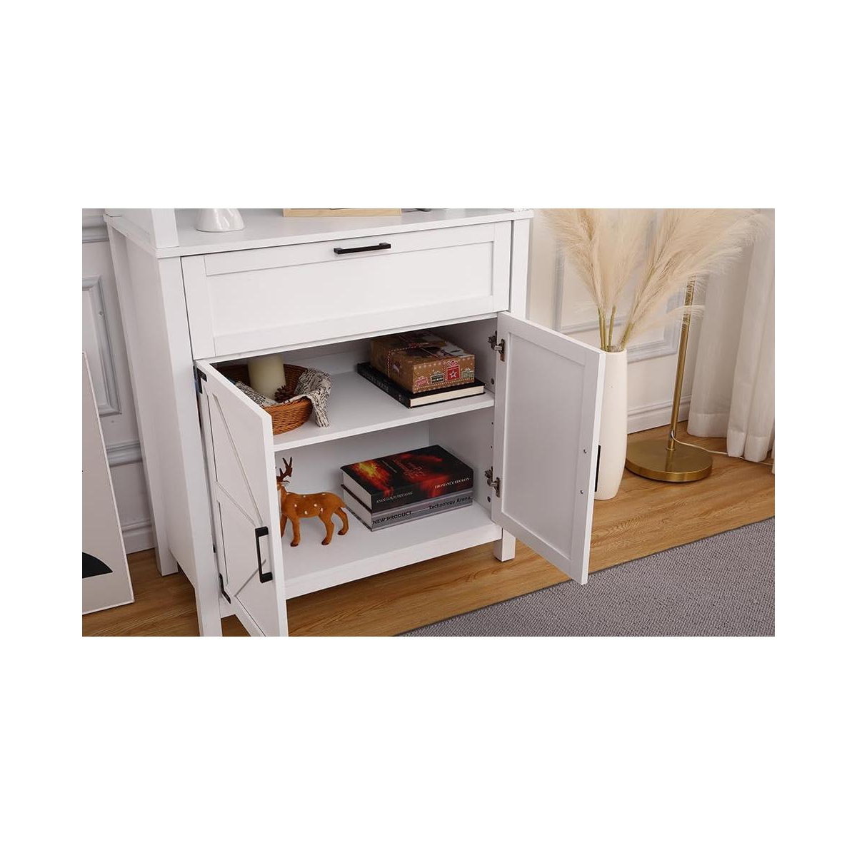 gaomon 72" Tall Farmhouse Bookshelf with Barn Doors – Freestanding Bookcase with Storage Cabinet, Adjustable Shelves, Wood Display Shelves