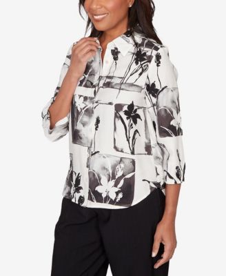 Petite Crowd Pleaser Floral Patchwork Button-Front Top