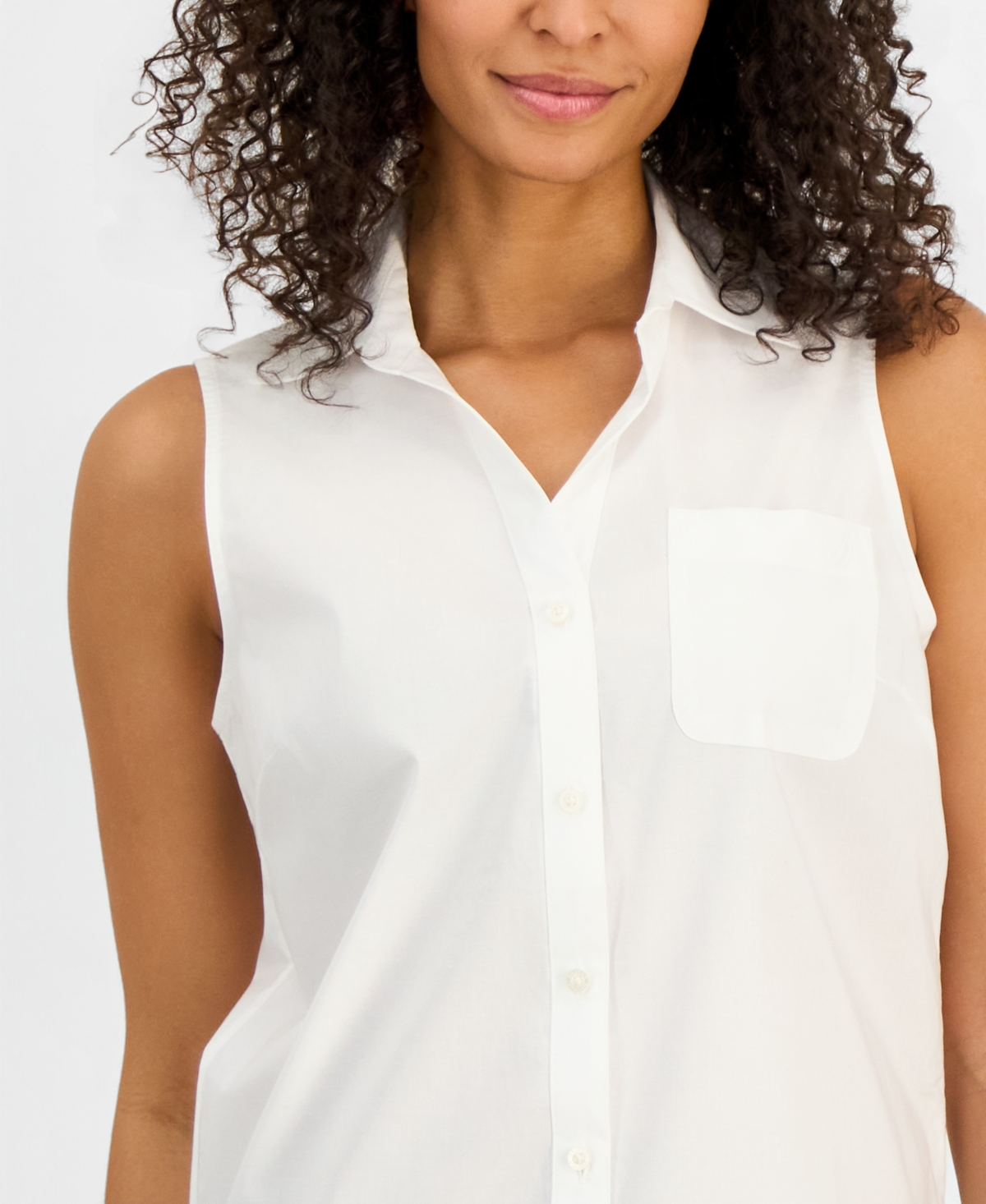 Nautica Women's Cotton Sleeveless Button-Front Top