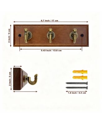 6.7" Solid Wood Key Rack with 3 Hooks for Tidy Entryways