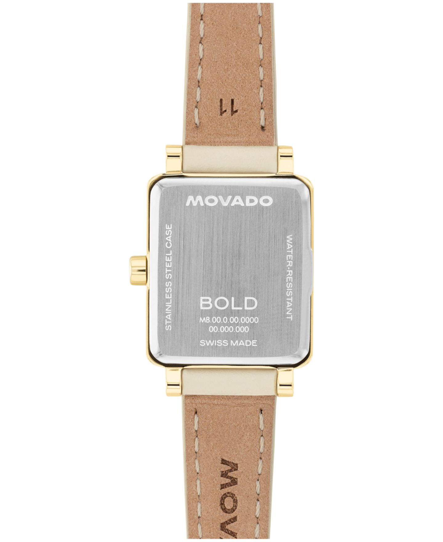 Женские часы Movado Bold Evolution 2.0 Mini Tank Swiss Quartz Chalk Leather Watch, 20x23mm — фото 2