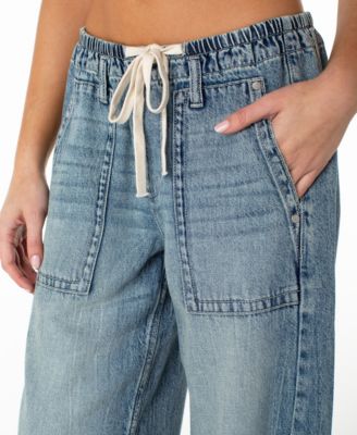 Juniors' Lightweight Tie-Waist Wide-Leg Jeans