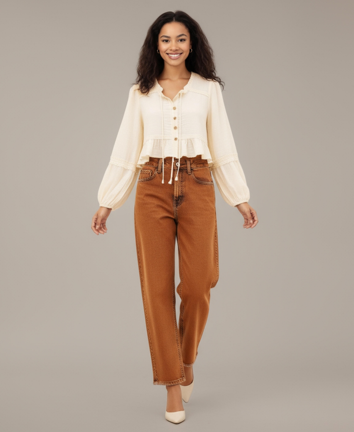 Modenaire Women's Mirabel Textured Peplum Blouse