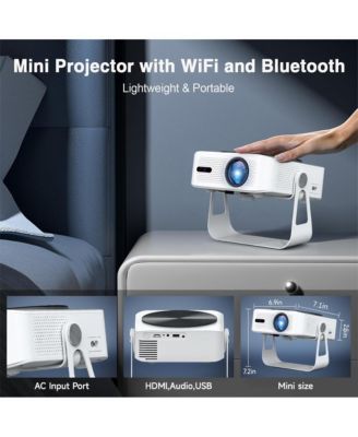 Portable 1080P Projector with 360° Stand, Auto Focus & Keystone, Netflix Built-in